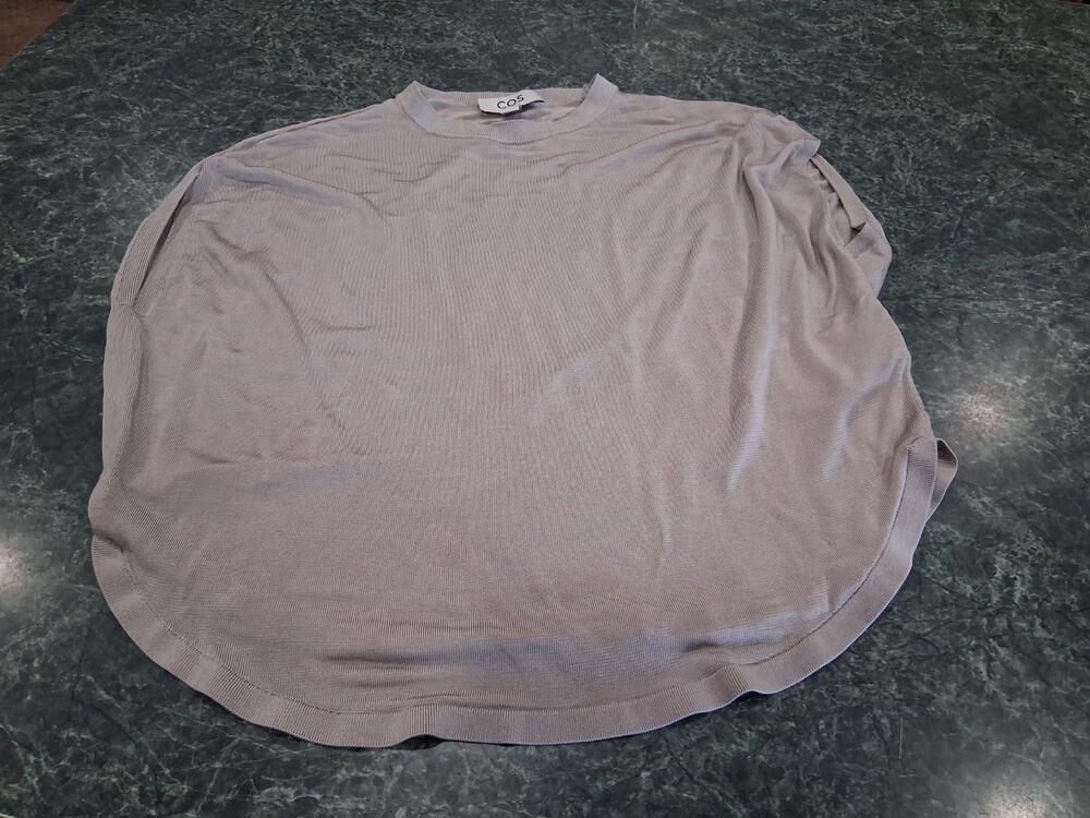 COS Knitted Circle Cut T-Shirt Top Draped Cap Sleeve Slinky Fluid Oversized XS